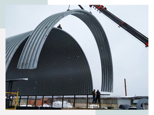 Полукруглые ангары в Коркине