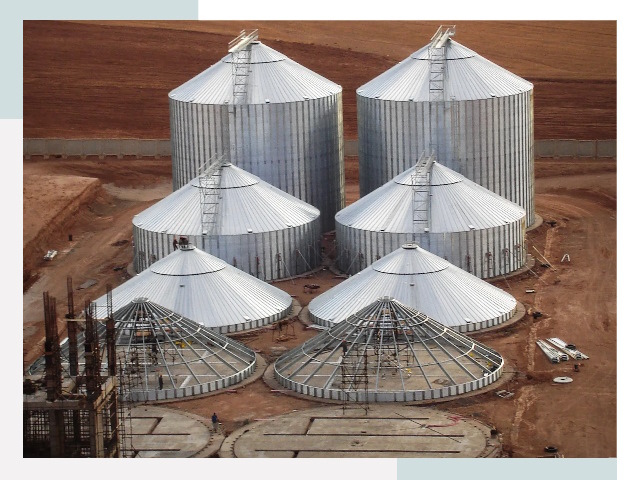 Строительство зерновых силосов в Коркине